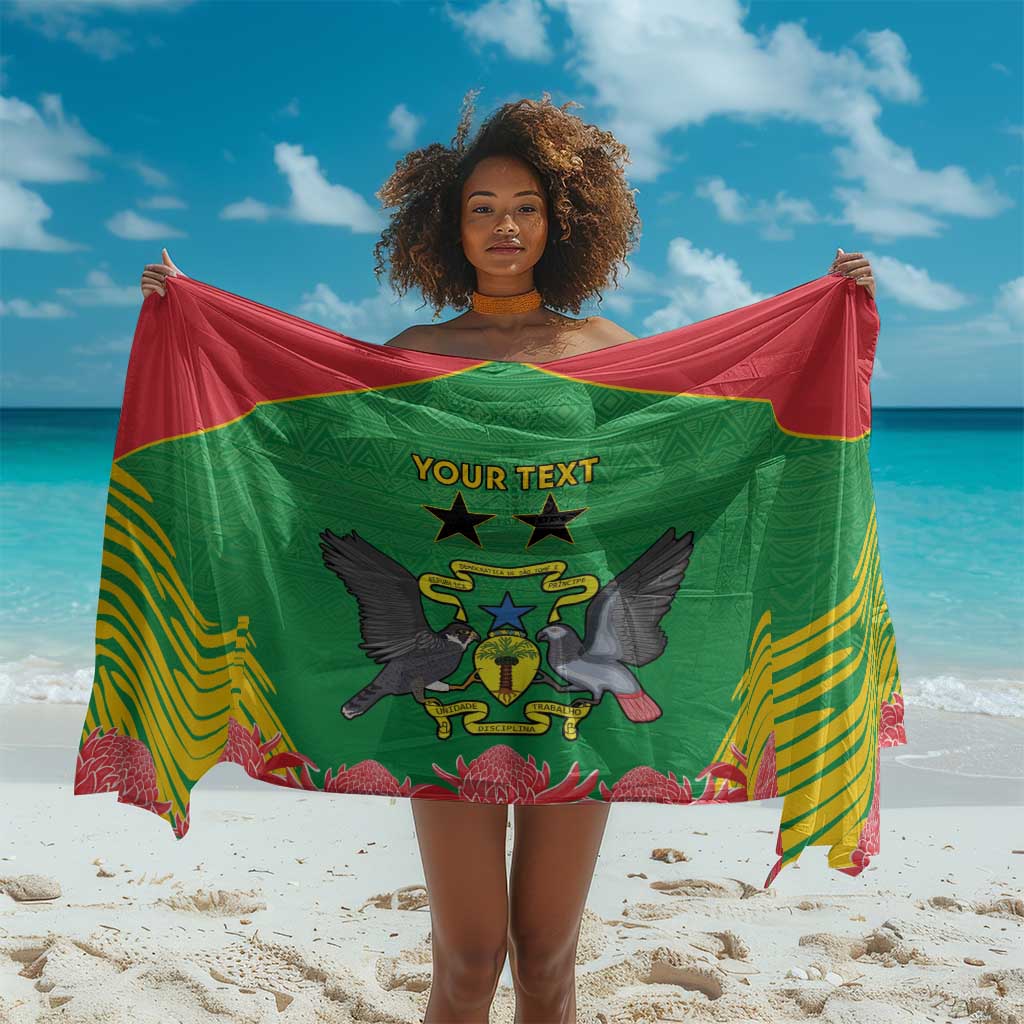 Personalized Afro Sao Tome and Principe Sarong Coat Of Arms - African Pattern