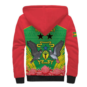 Personalized Afro Sao Tome and Principe Sherpa Hoodie Coat Of Arms - African Pattern