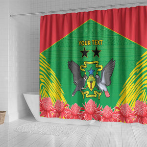 Personalized Afro Sao Tome and Principe Shower Curtain Coat Of Arms - African Pattern