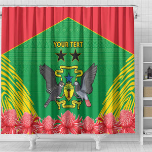 Personalized Afro Sao Tome and Principe Shower Curtain Coat Of Arms - African Pattern