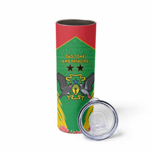 Personalized Afro Sao Tome and Principe Skinny Tumbler Coat Of Arms - African Pattern