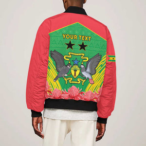 Personalized Afro Sao Tome and Principe Sleeve Zip Bomber Jacket Coat Of Arms - African Pattern