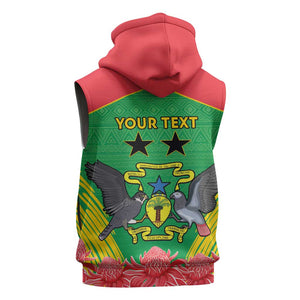 Personalized Afro Sao Tome and Principe Sleeveless Zip Hoodie Coat Of Arms - African Pattern - African Pride