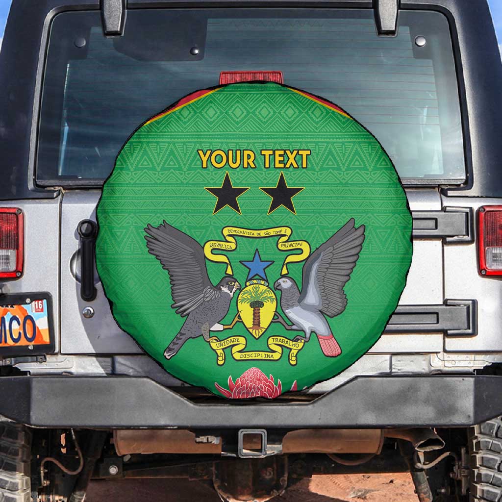 Personalized Afro Sao Tome and Principe Spare Tire Cover Coat Of Arms - African Pattern