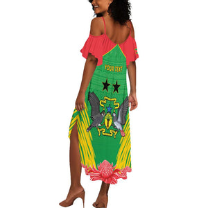 Personalized Afro Sao Tome and Principe Summer Maxi Dress Coat Of Arms - African Pattern