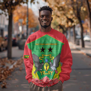 Personalized Afro Sao Tome and Principe Sweatshirt Coat Of Arms - African Pattern