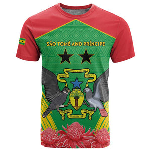 Personalized Afro Sao Tome and Principe T shirt Coat Of Arms - African Pattern