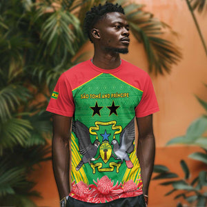 Personalized Afro Sao Tome and Principe T shirt Coat Of Arms - African Pattern