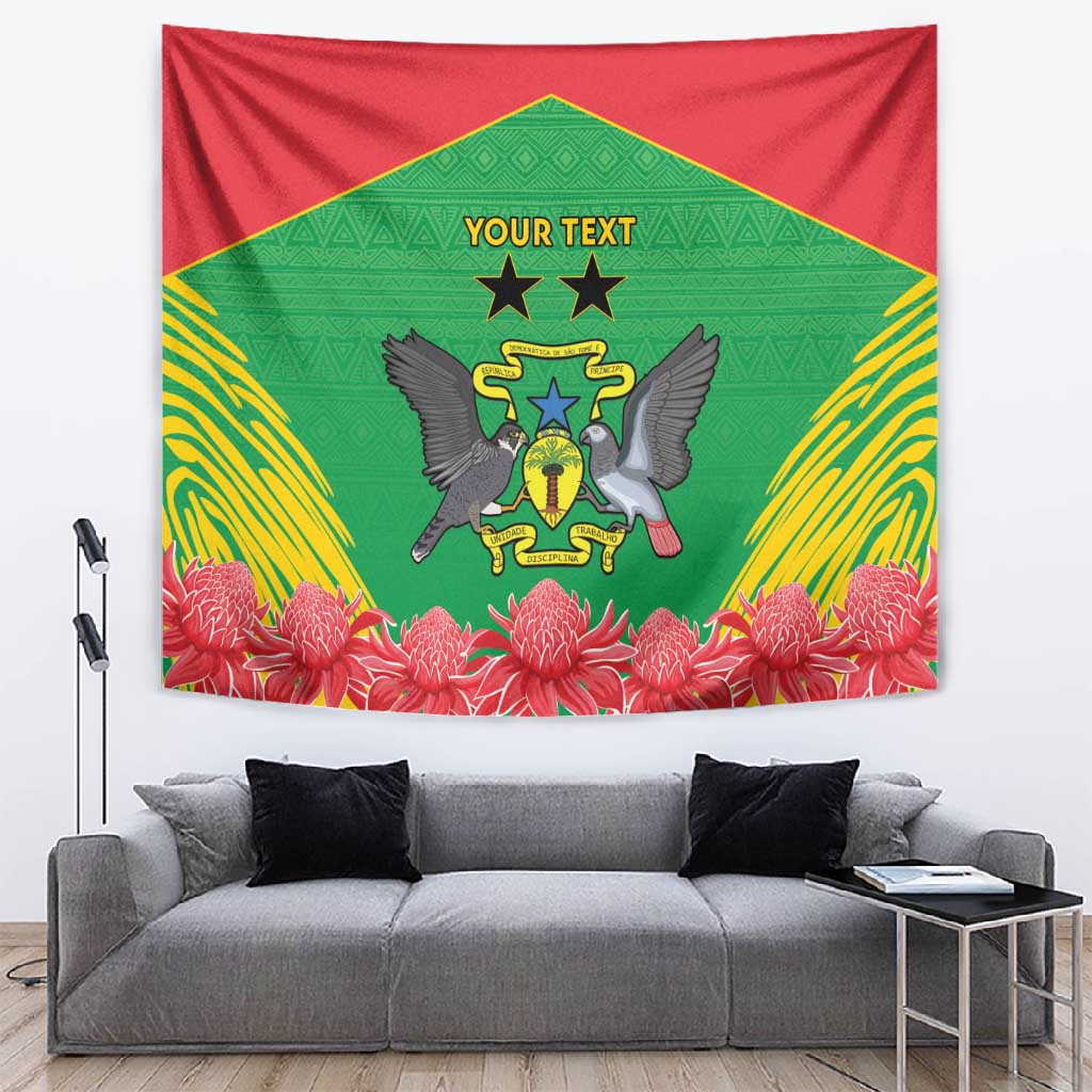 Personalized Afro Sao Tome and Principe Tapestry Coat Of Arms - African Pattern