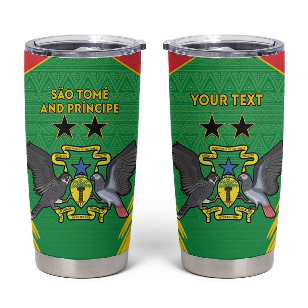 Personalized Afro Sao Tome and Principe Tumbler Cup Coat Of Arms - African Pattern