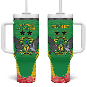 Personalized Afro Sao Tome and Principe Tumbler With Handle Coat Of Arms - African Pattern