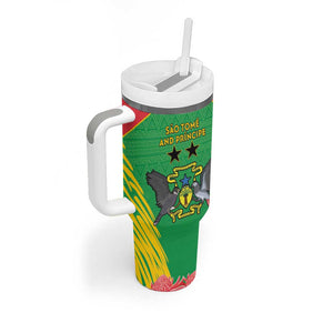 Personalized Afro Sao Tome and Principe Tumbler With Handle Coat Of Arms - African Pattern