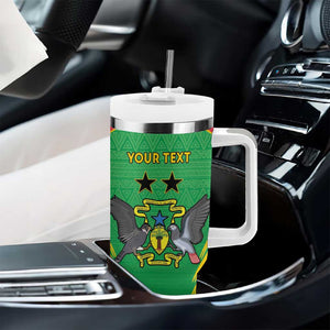 Personalized Afro Sao Tome and Principe Tumbler With Handle Coat Of Arms - African Pattern