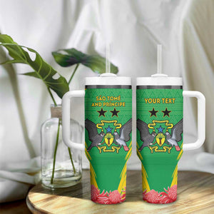 Personalized Afro Sao Tome and Principe Tumbler With Handle Coat Of Arms - African Pattern