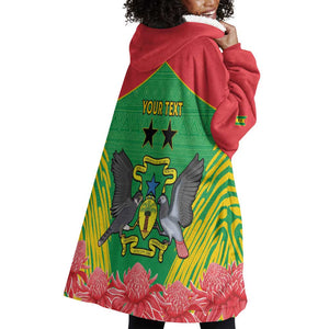 Personalized Afro Sao Tome and Principe Wearable Blanket Hoodie Coat Of Arms - African Pattern