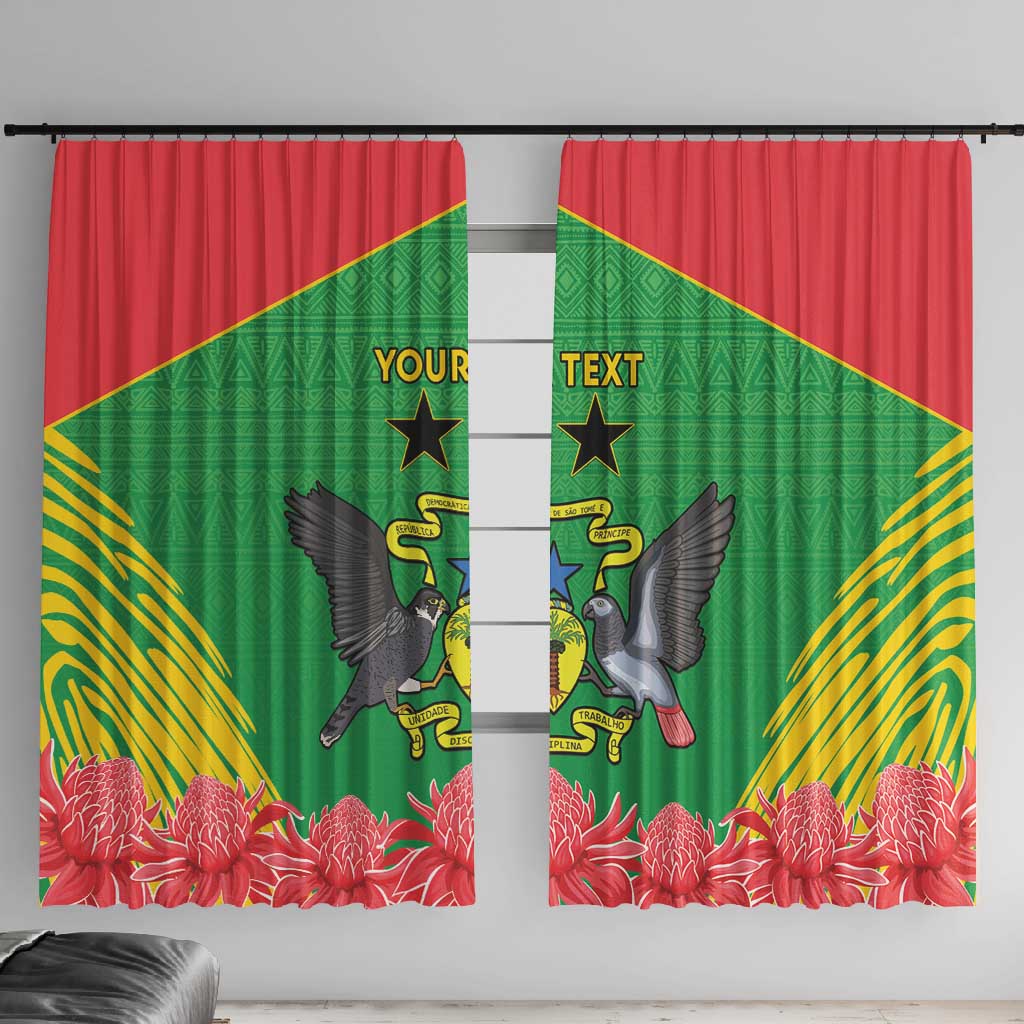 Personalized Afro Sao Tome and Principe Window Curtain Coat Of Arms - African Pattern