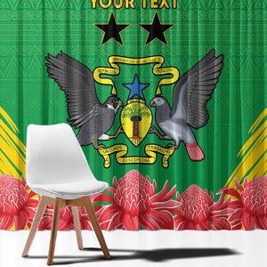 Personalized Afro Sao Tome and Principe Window Curtain Coat Of Arms - African Pattern