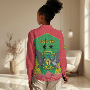 Personalized Afro Sao Tome and Principe Women Casual Shirt Coat Of Arms - African Pattern