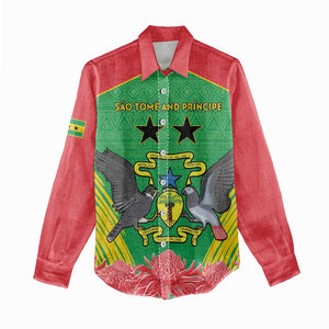 Personalized Afro Sao Tome and Principe Women Casual Shirt Coat Of Arms - African Pattern