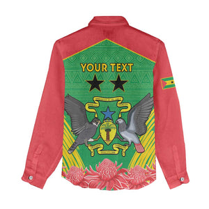 Personalized Afro Sao Tome and Principe Women Casual Shirt Coat Of Arms - African Pattern