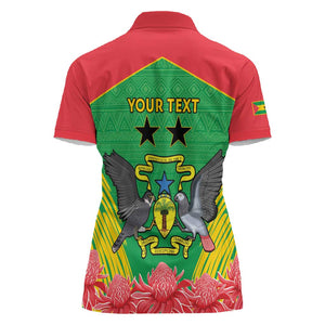 Personalized Afro Sao Tome and Principe Women Polo Shirt Coat Of Arms - African Pattern