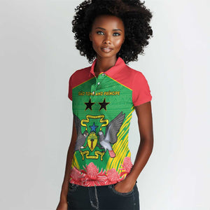 Personalized Afro Sao Tome and Principe Women Polo Shirt Coat Of Arms - African Pattern