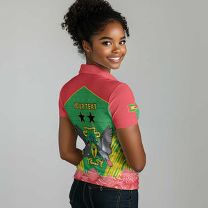 Personalized Afro Sao Tome and Principe Women Polo Shirt Coat Of Arms - African Pattern