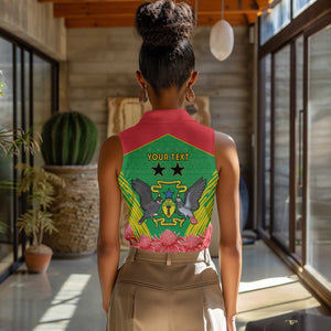 Personalized Afro Sao Tome and Principe Women Sleeveless Polo Shirt Coat Of Arms - African Pattern