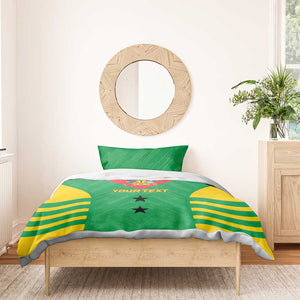 Sao Tome and Principe Football Custom Bedding Set Sporty Style - Green Color