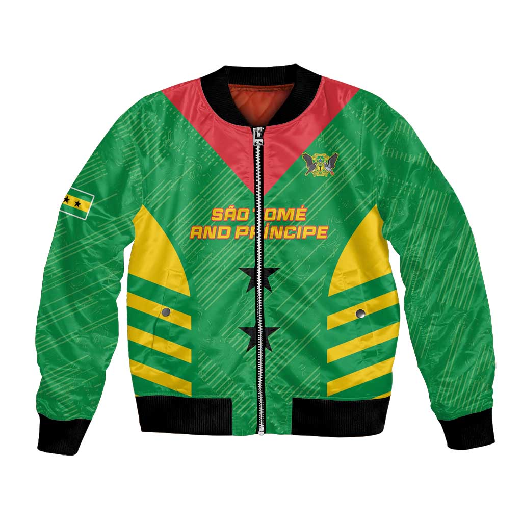 Sao Tome and Principe Football Custom Bomber Jacket Sporty Style - Green Color