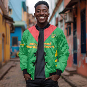 Sao Tome and Principe Football Custom Bomber Jacket Sporty Style - Green Color