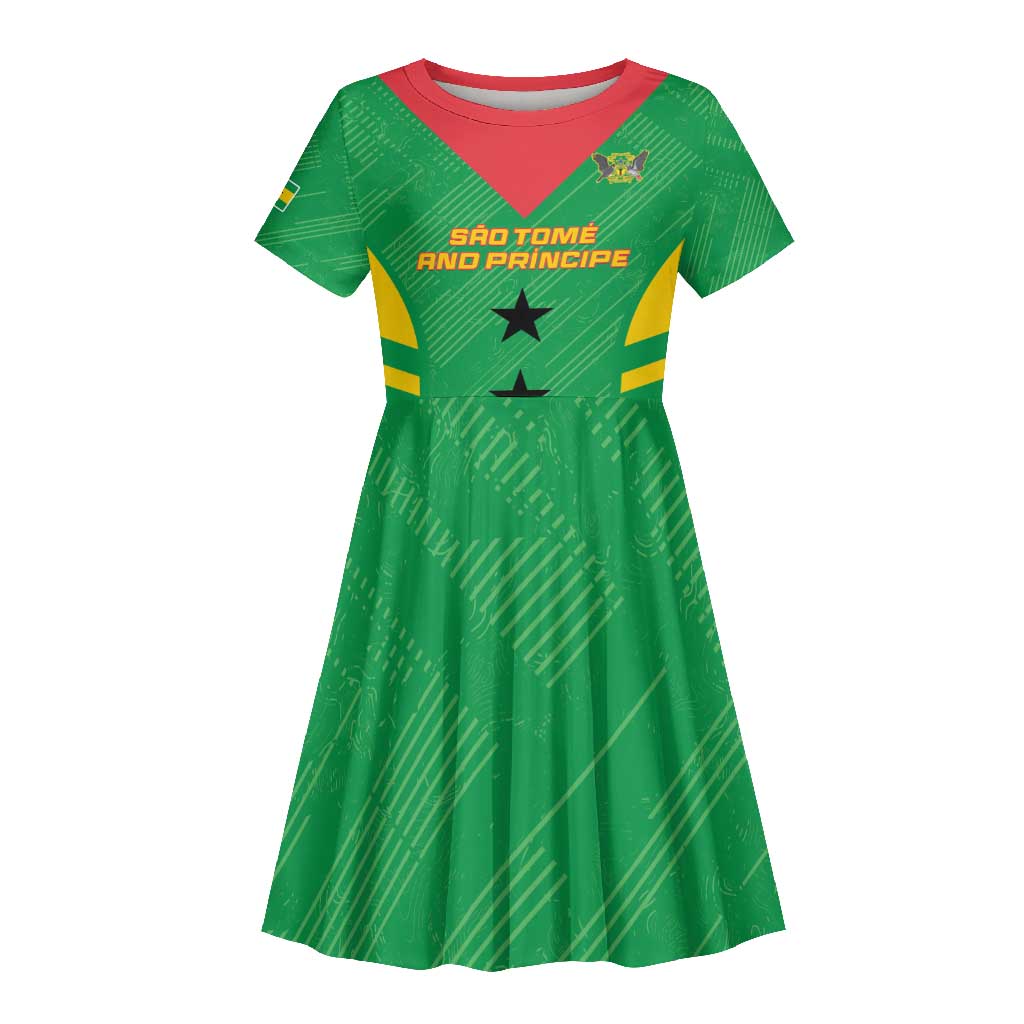 Sao Tome and Principe Football Custom Kid Short Sleeve Dress Sporty Style - Green Color