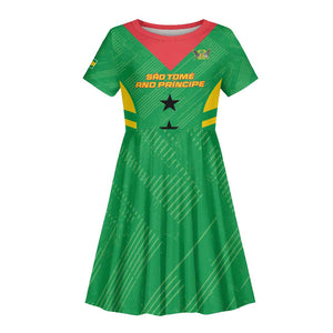 Sao Tome and Principe Football Custom Kid Short Sleeve Dress Sporty Style - Green Color