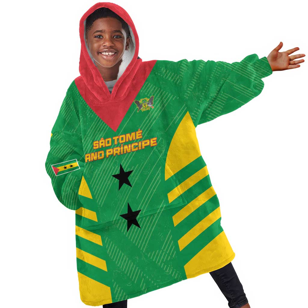 Sao Tome and Principe Football Custom Kid Wearable Blanket Hoodie Sporty Style - Green Color