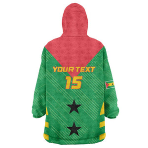 Sao Tome and Principe Football Custom Kid Wearable Blanket Hoodie Sporty Style - Green Color