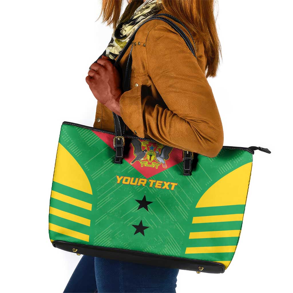 Sao Tome and Principe Football Custom Leather Tote Bag Sporty Style - Green Color