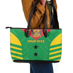 Sao Tome and Principe Football Custom Leather Tote Bag Sporty Style - Green Color