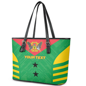 Sao Tome and Principe Football Custom Leather Tote Bag Sporty Style - Green Color