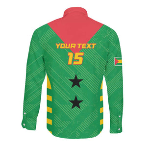 Sao Tome and Principe Football Custom Long Sleeve Button Shirt Sporty Style - Green Color