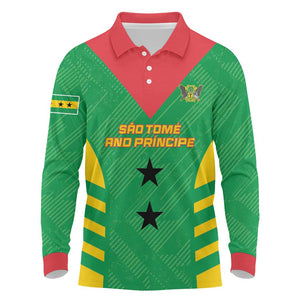 Sao Tome and Principe Football Custom Long Sleeve Polo Shirt Sporty Style - Green Color