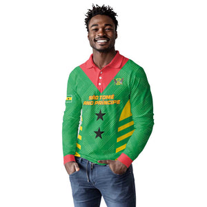 Sao Tome and Principe Football Custom Long Sleeve Polo Shirt Sporty Style - Green Color