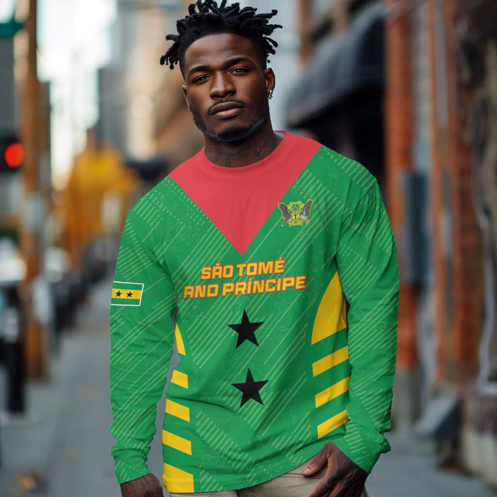 Sao Tome and Principe Football Custom Long Sleeve Shirt Sporty Style - Green Color