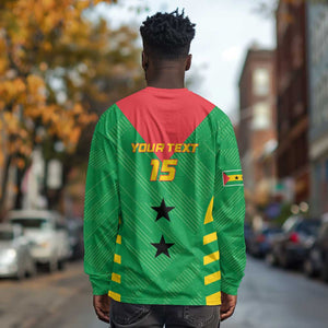 Sao Tome and Principe Football Custom Long Sleeve Shirt Sporty Style - Green Color