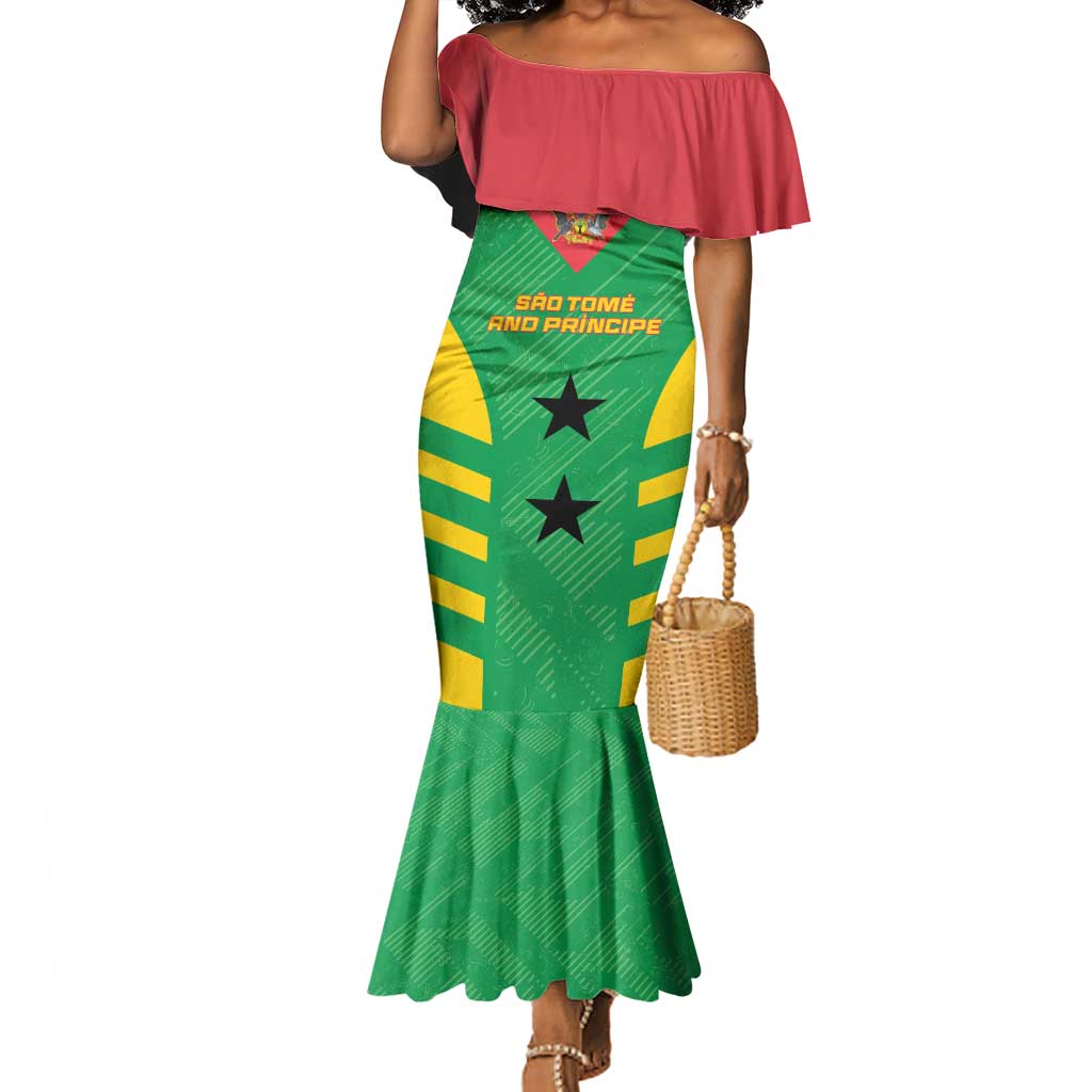 Sao Tome and Principe Football Custom Mermaid Dress Sporty Style - Green Color