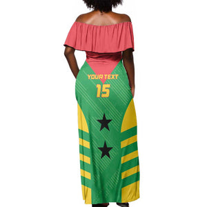 Sao Tome and Principe Football Custom Off Shoulder Maxi Dress Sporty Style - Green Color