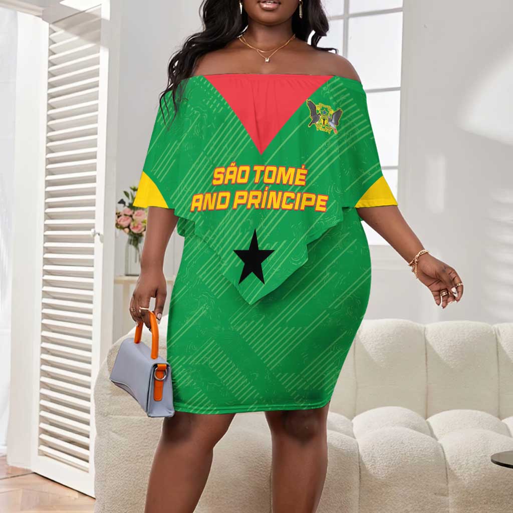 Sao Tome and Principe Football Custom Off Shoulder Short Dress Sporty Style - Green Color