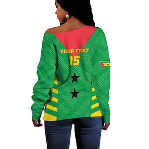 Sao Tome and Principe Football Custom Off Shoulder Sweater Sporty Style - Green Color