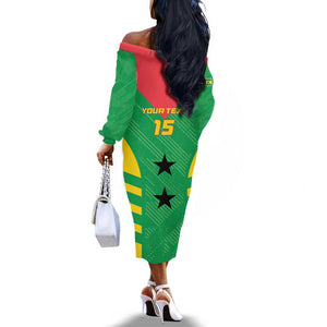 Sao Tome and Principe Football Custom Off The Shoulder Long Sleeve Dress Sporty Style - Green Color