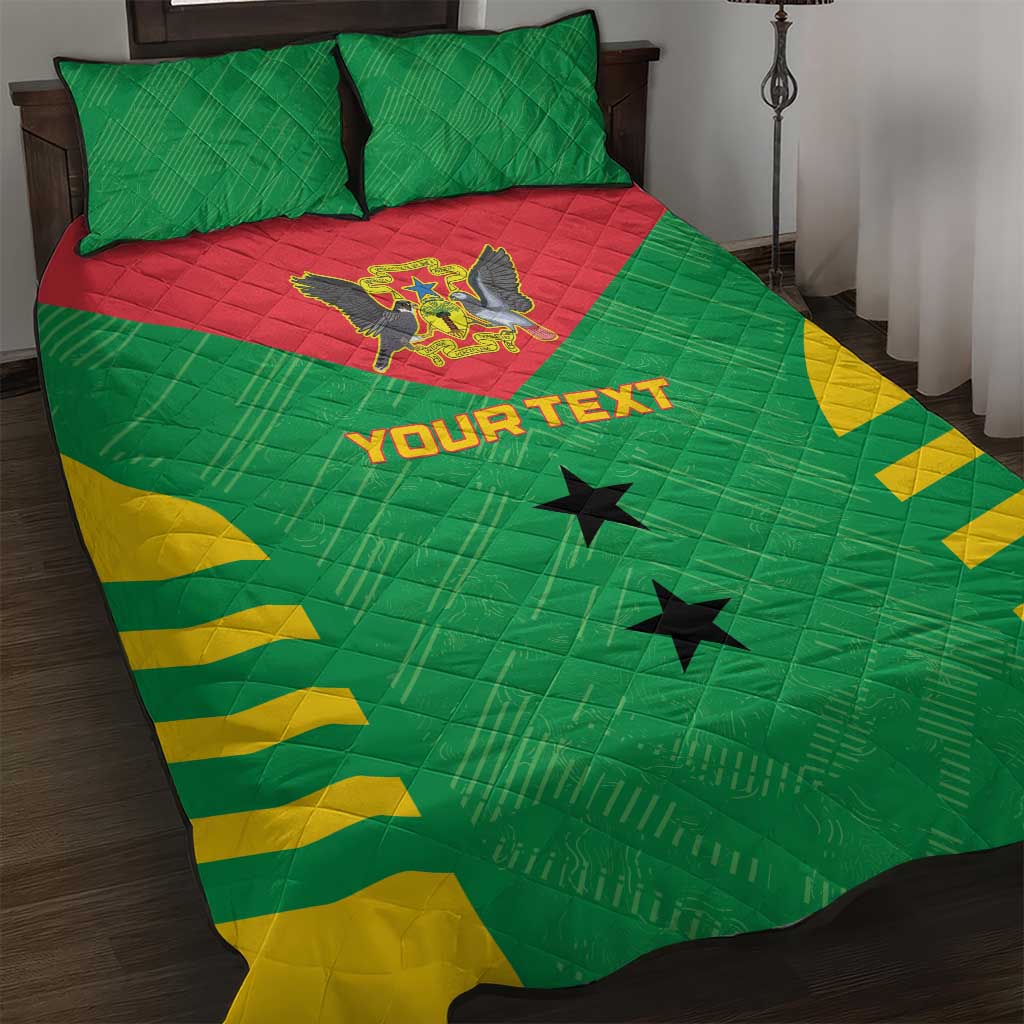 Sao Tome and Principe Football Custom Quilt Bed Set Sporty Style - Green Color