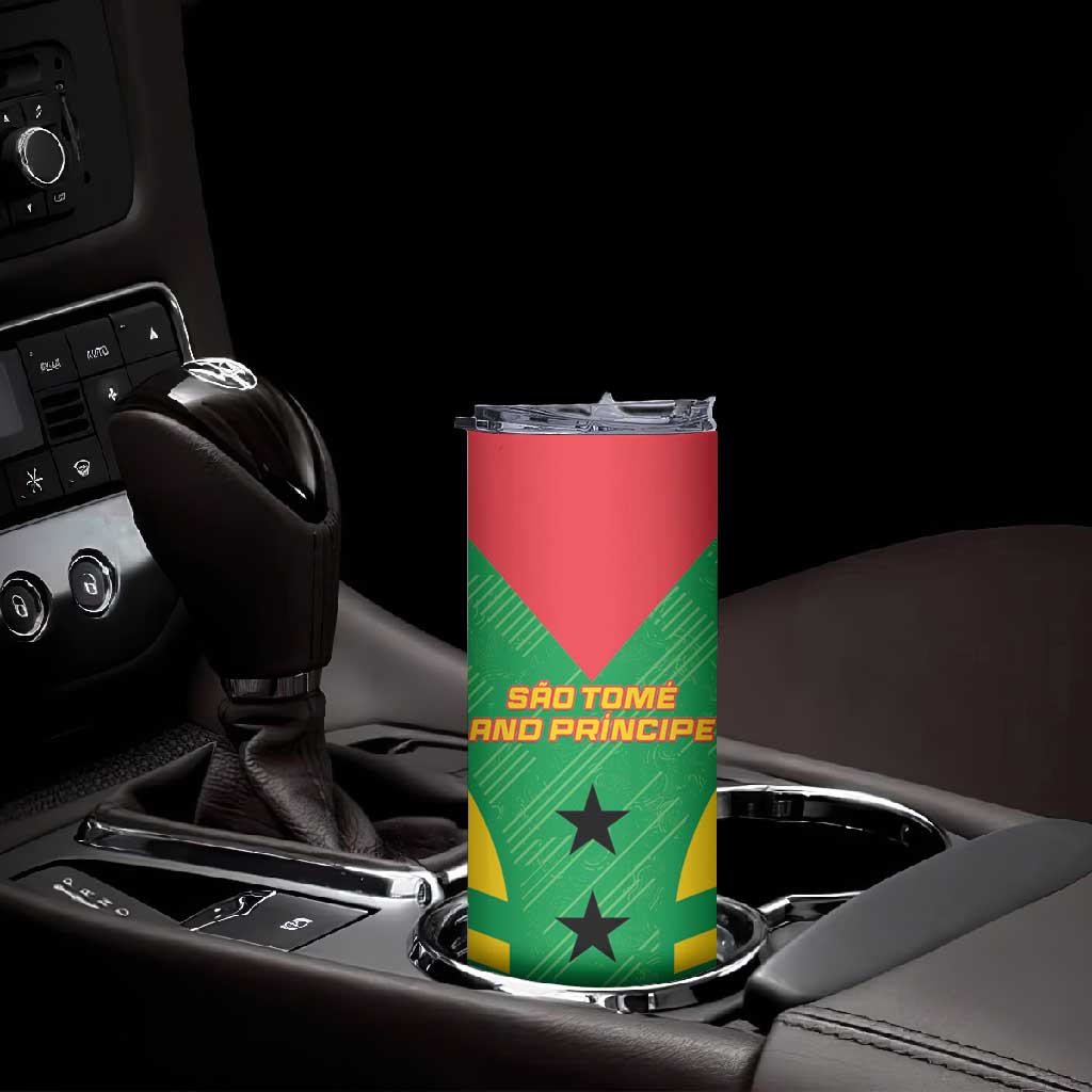 Sao Tome and Principe Football Custom Skinny Tumbler Sporty Style - Green Color